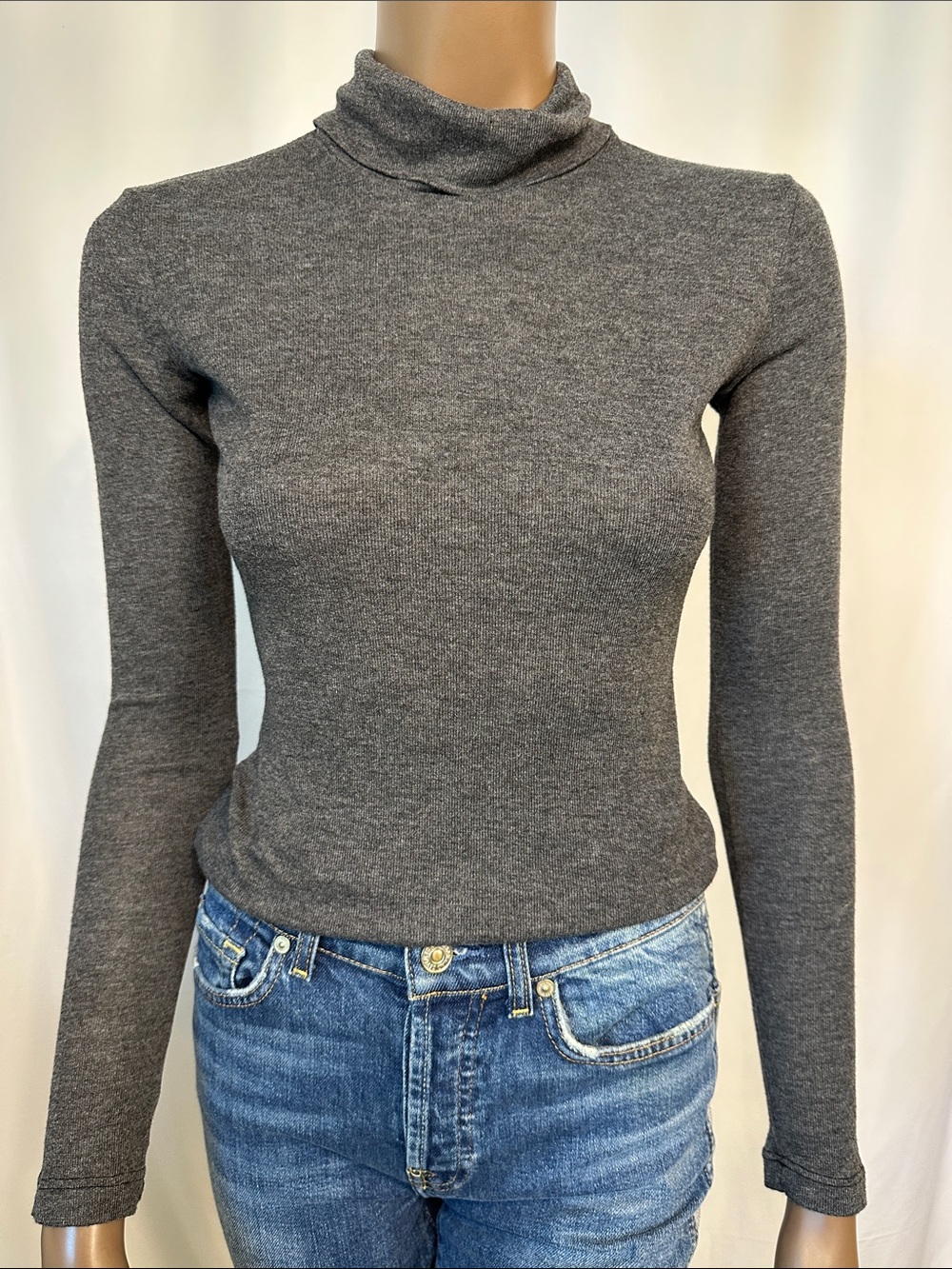 Monrow Gray Turtleneck XS | Soft and Stretchy